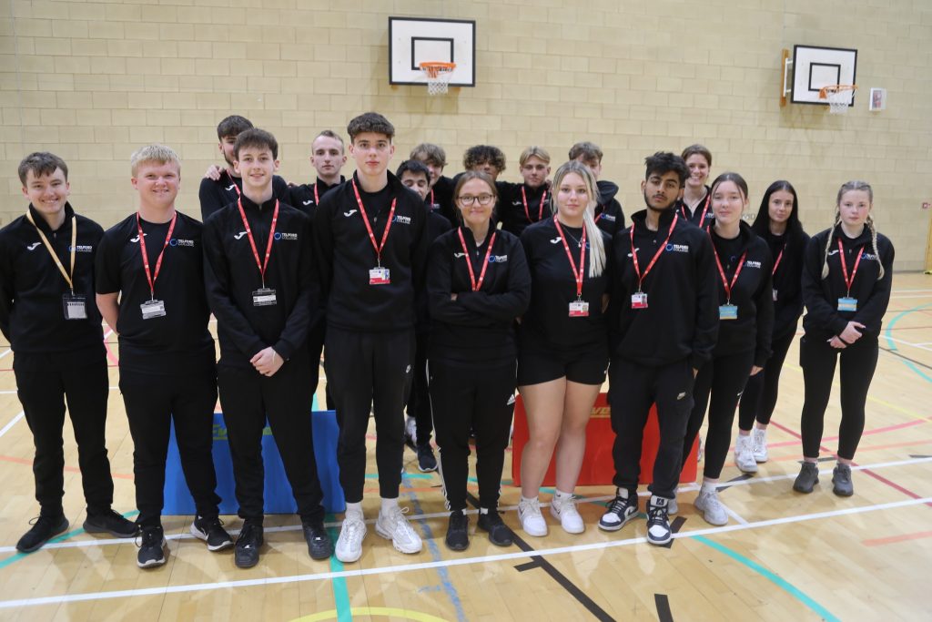 Telford College sport and public services students helping to run the school sport events